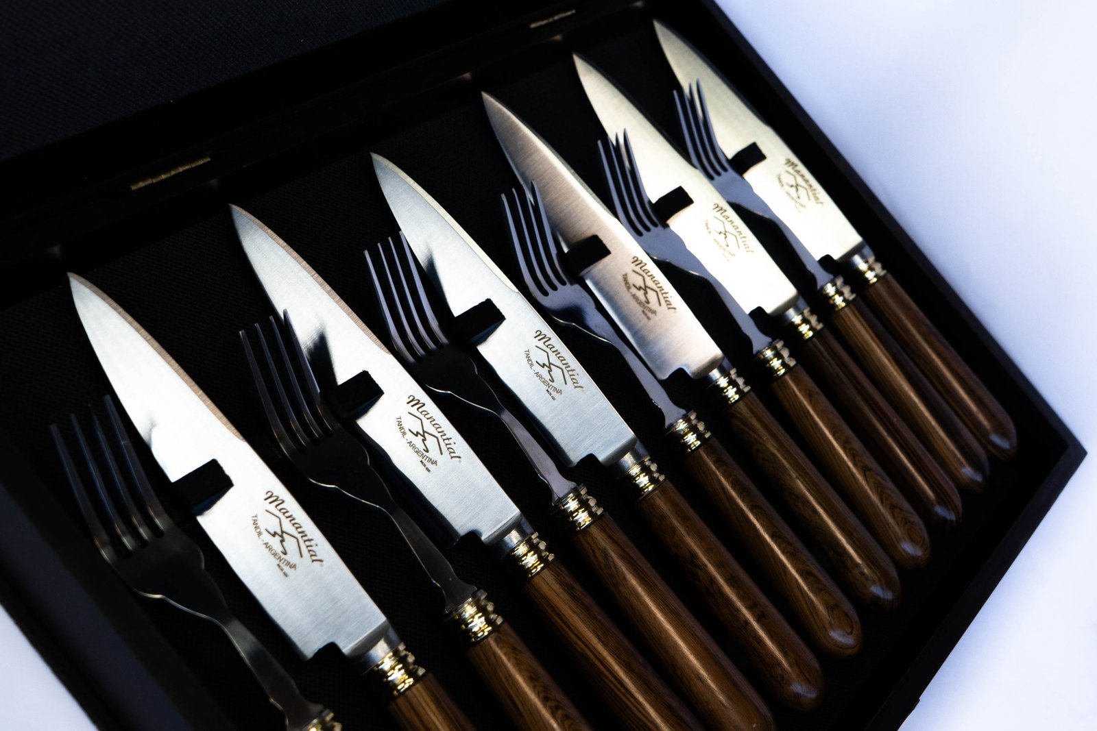 Set 12 piezas — Madera y bronce